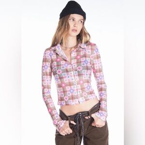 Delia’s by Dolls Kill Floral Plaid Women's blouse